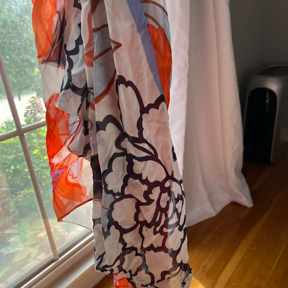 Ann Taylor Scarf in Orange White BLOOMS FLORAL
